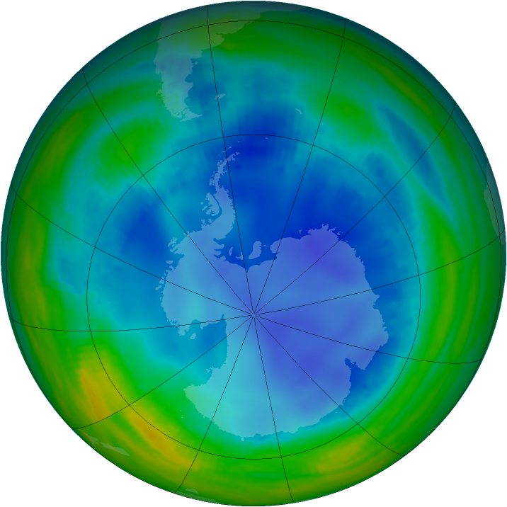 Antarctic ozone map for 30 July 2000